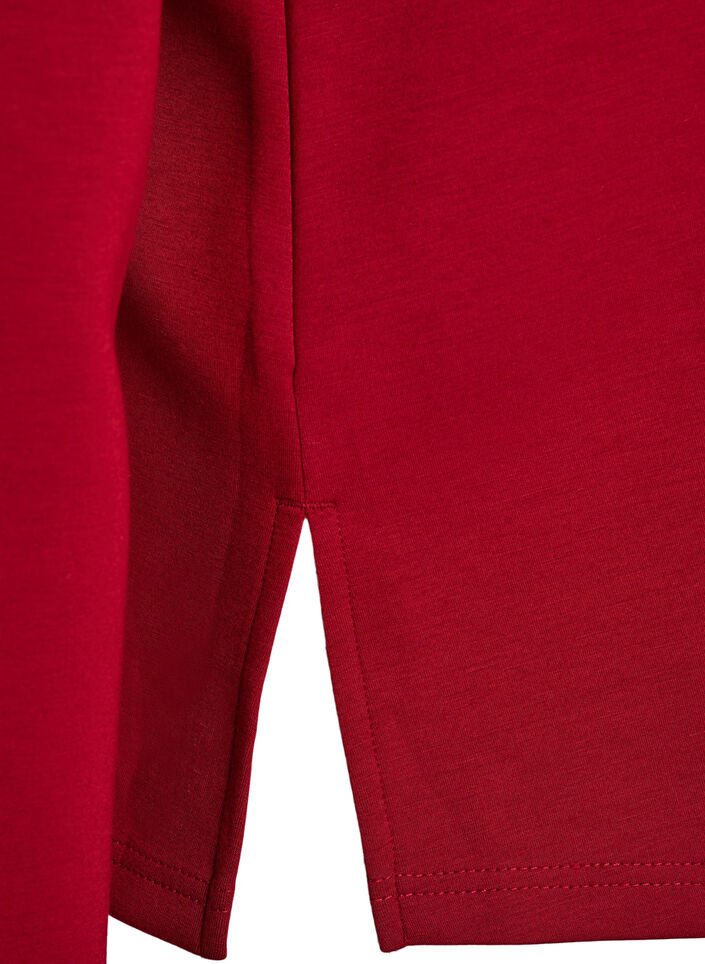 Jersey blouse with round neck, Red, Packshot image number 3