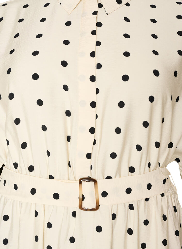 Midi shirt dress in dotted viscose, Vanilla, Packshot image number 2