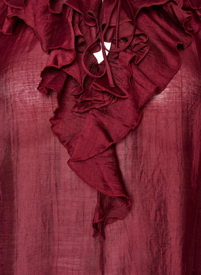Viscose blouse with ruffles and long sleeves, Red, Packshot image number 2