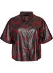 Short faux leather shirt with contrast embroidery, Black, Packshot image number 0
