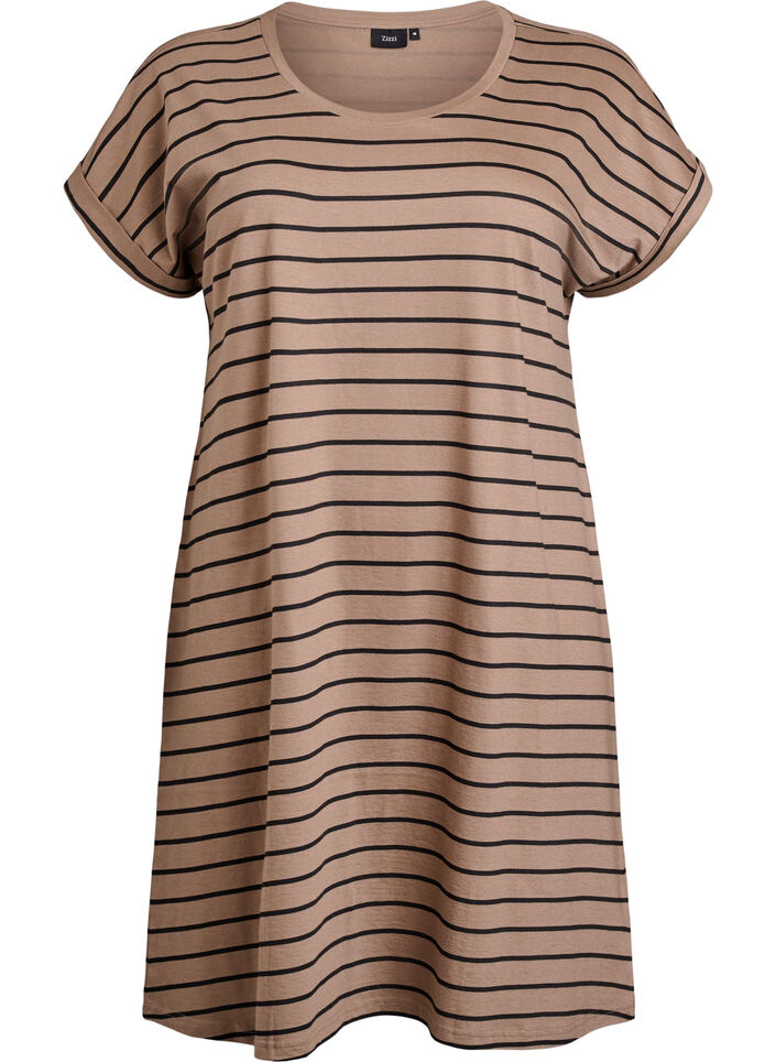 2-pack T-shirt dress with short sleeves, Brown, Packshot image number 2