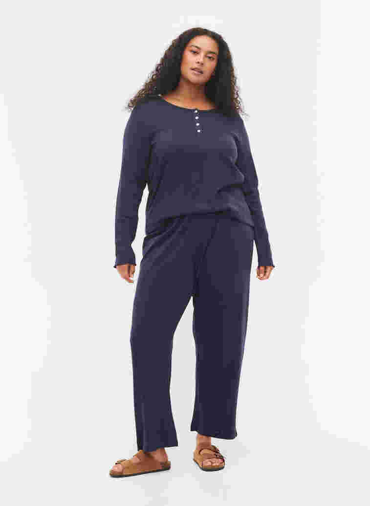 Pyjama trousers in cotton with pattern, Navy Blazer, Model image number 0