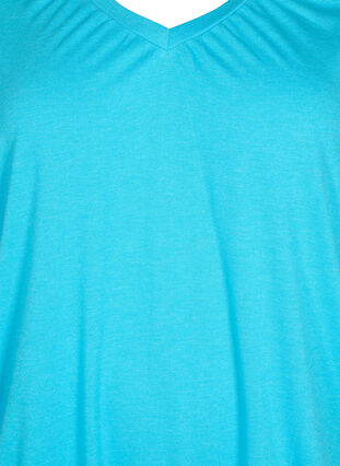Melange t-shirt with elasticated edge, Blue Atoll Mél, Packshot image number 2
