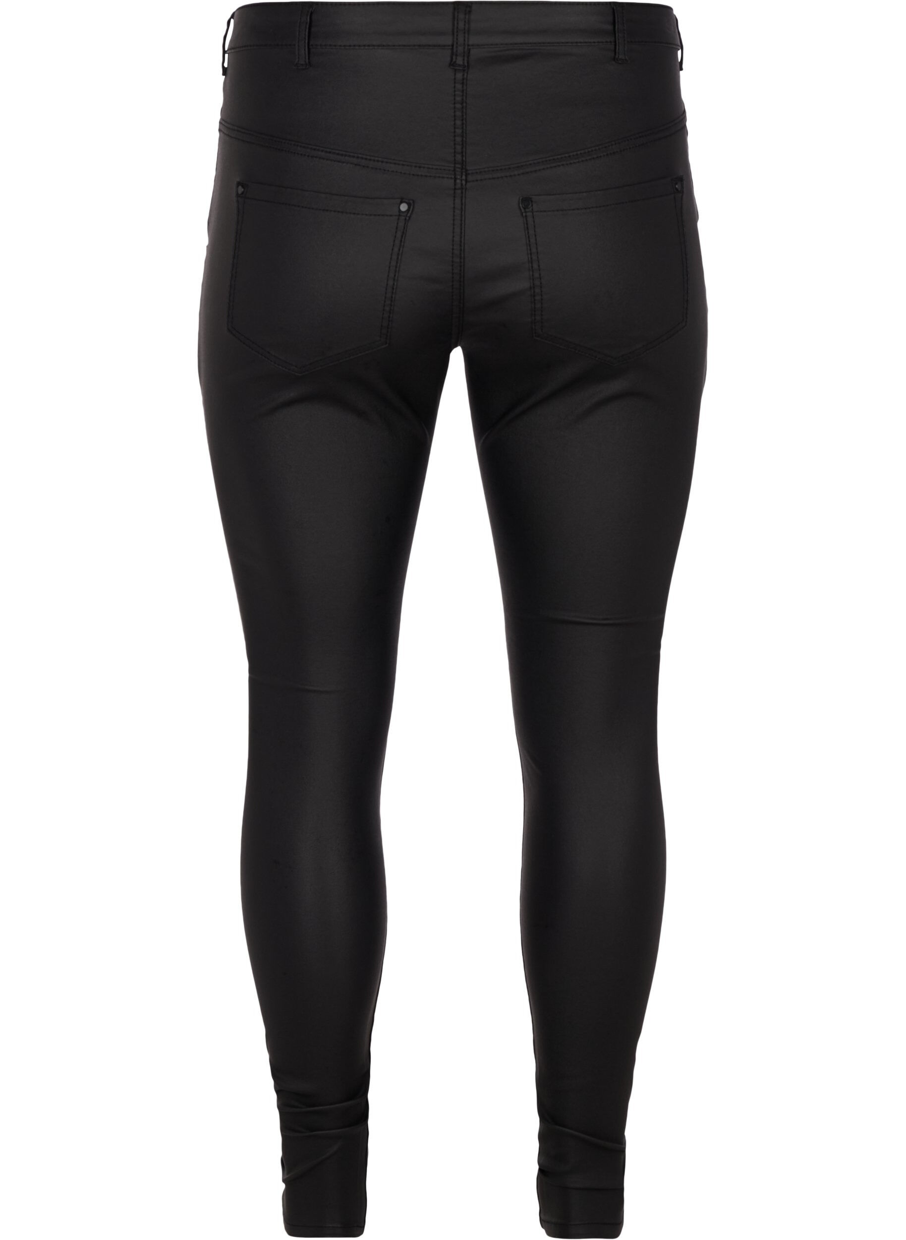 Zizzifashion Coated Amy Jeans, Black coated, Packshot image number 1