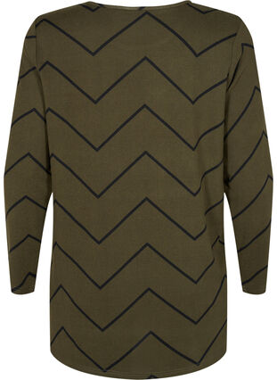 Patterned blouse with long sleeves, Army Zig Zag, Packshot image number 1