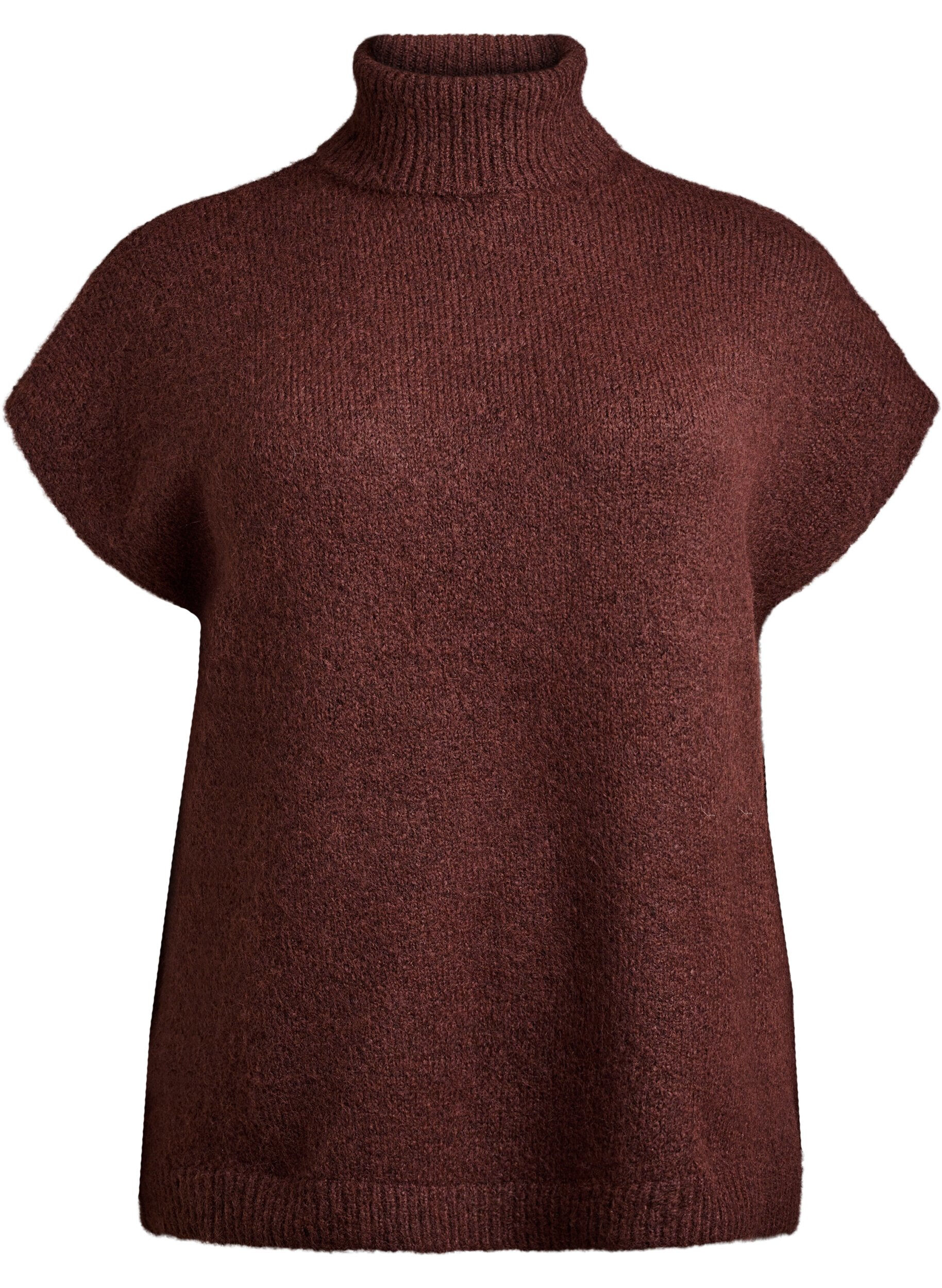 Sleeveless knitted vest with turtleneck