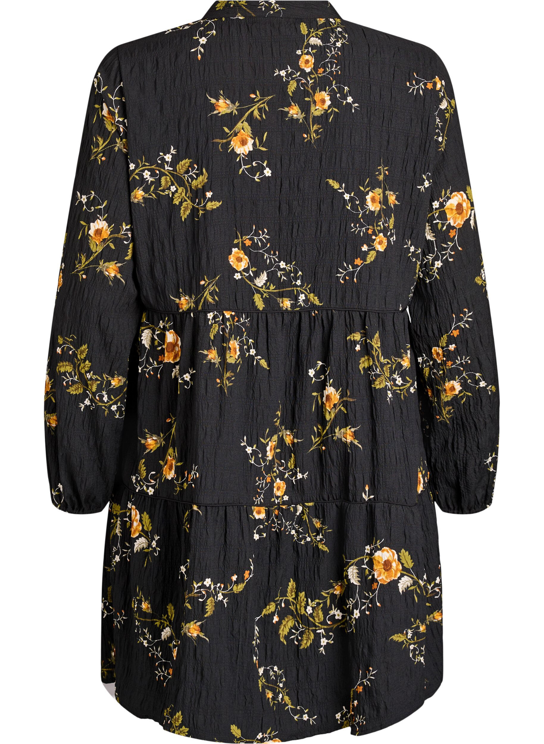 Zizzifashion Floral print dress with tie fastening, Black, Packshot image number 1