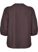 Checked blouse with V-neck and 3/4 sleeves, Brown, Packshot image number 1