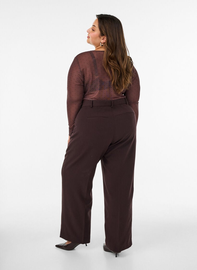Mesh blouse with print, Brown, Model image number 2