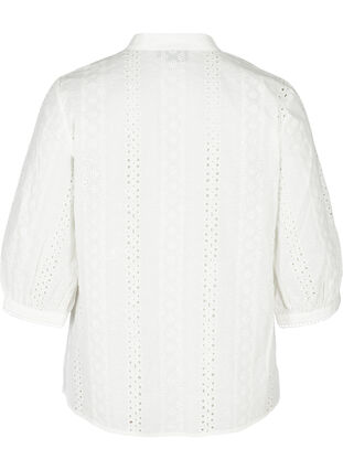 Cotton blouse with broderie anglaise, Bright White, Packshot image number 1