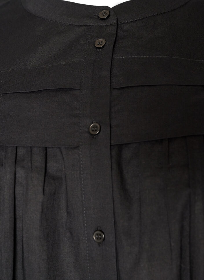 Sleeveless A-line cotton shirt blouse, Black, Packshot image number 2