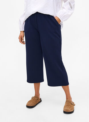 Loose trousers with 7/8 length, Navy Blazer Solid, Model image number 2