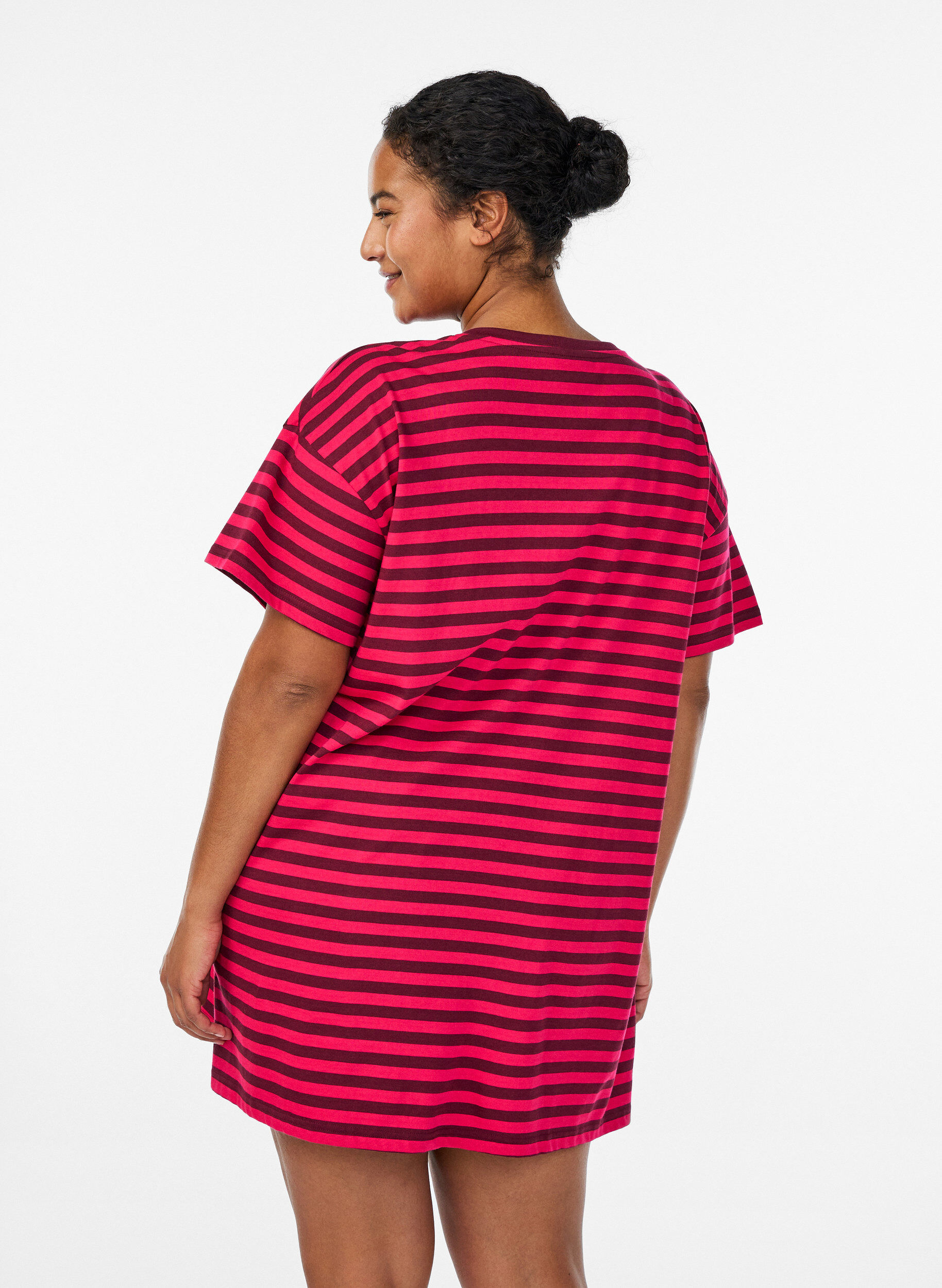 Zizzifashion Long striped night T-shirt, Pink, Model image number 2