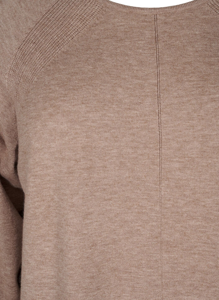 Knitted dress with a round neck and knitted pattern, Fossil Mel., Packshot image number 2