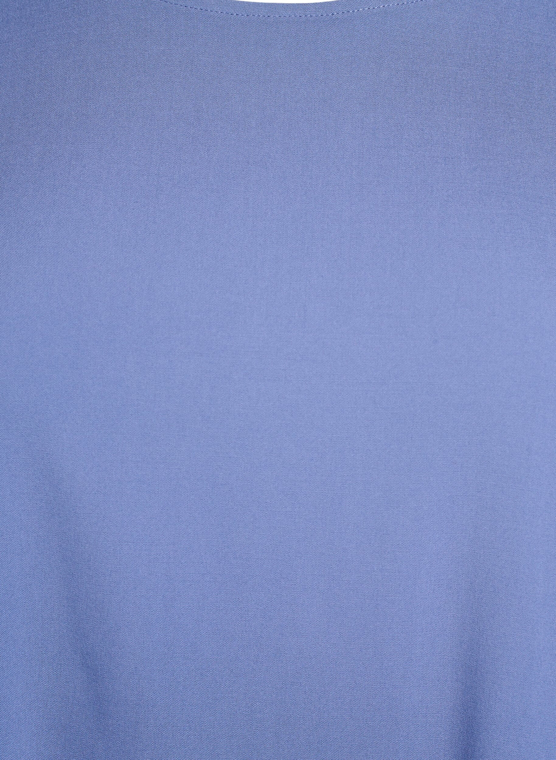 Zizzifashion FLASH - Short-sleeved woven blouse with round neck, Blue, Packshot image number 2