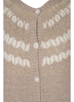Patterned knit cardigan with wool, Simply Taupe Comb, Packshot image number 2