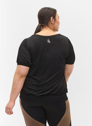 Short-sleeved exercise top, Black, Model image number 1