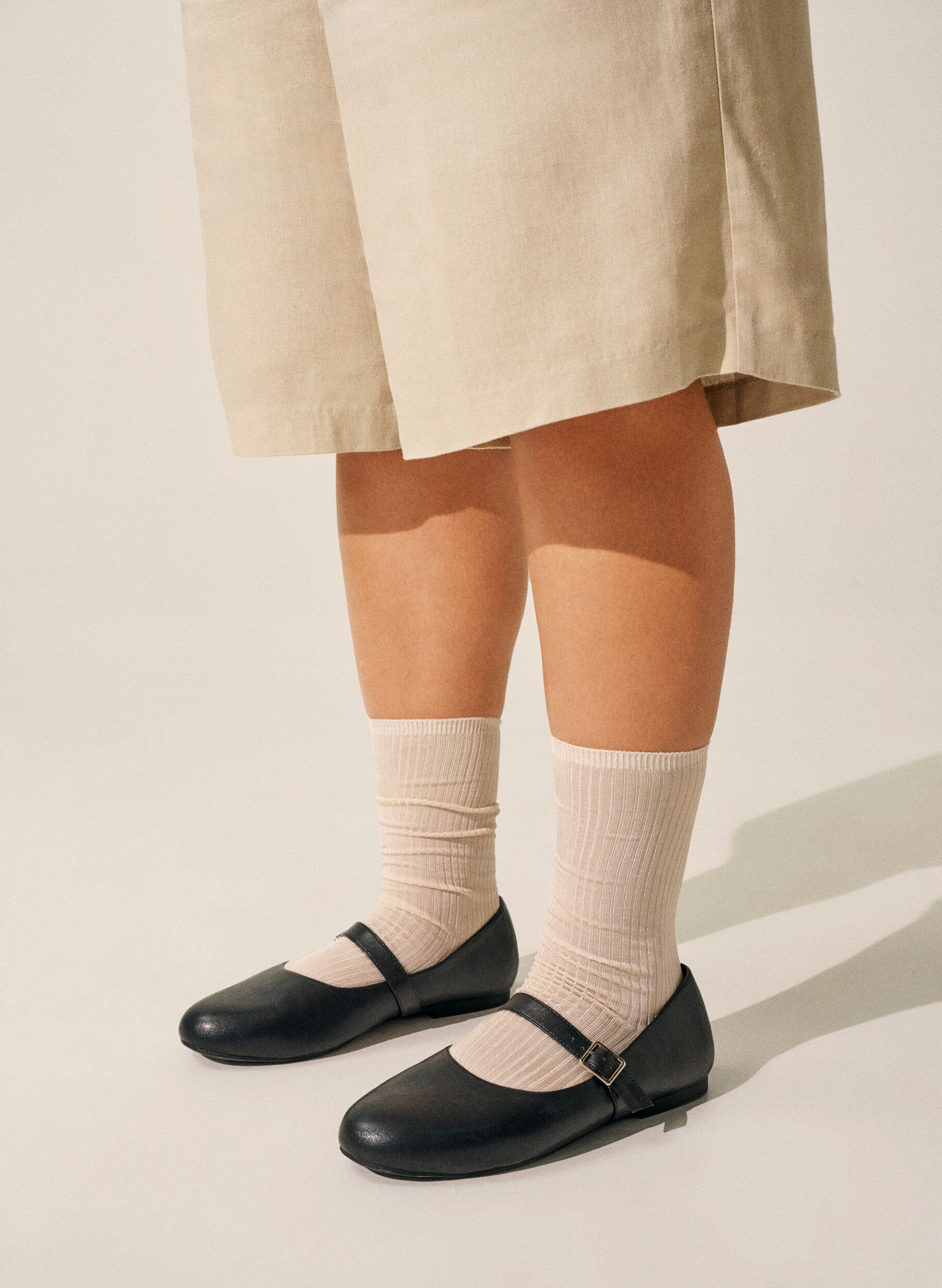 ZizzifashionBallerina in faux leather with strap, Black, Image image number 0