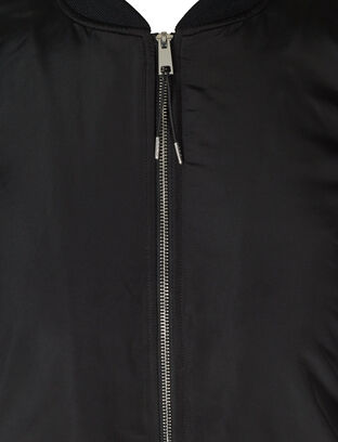 Long bomber jacket with pockets, Black, Packshot image number 2
