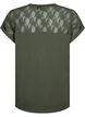 Short-sleeved cotton t-shirt with lace, Thyme, Packshot image number 1