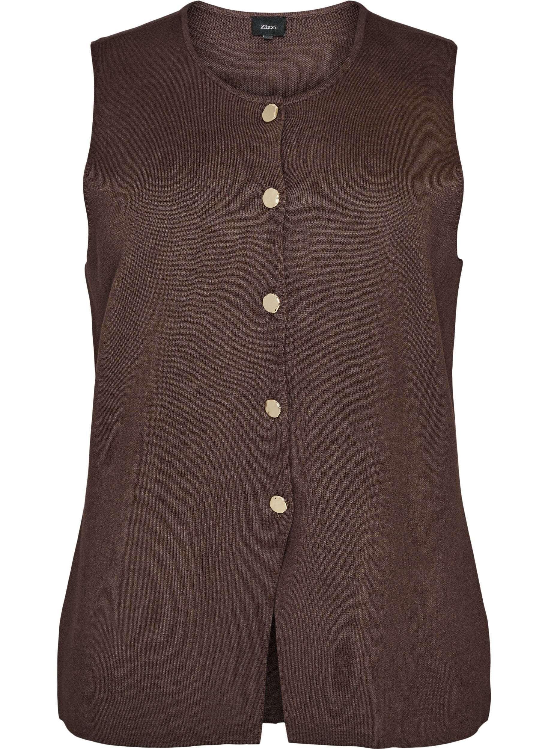 Sleeveless knit vest with decorative buttons