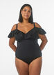 Swimsuit with underwire and ruffle trim, Black, Model image number 0