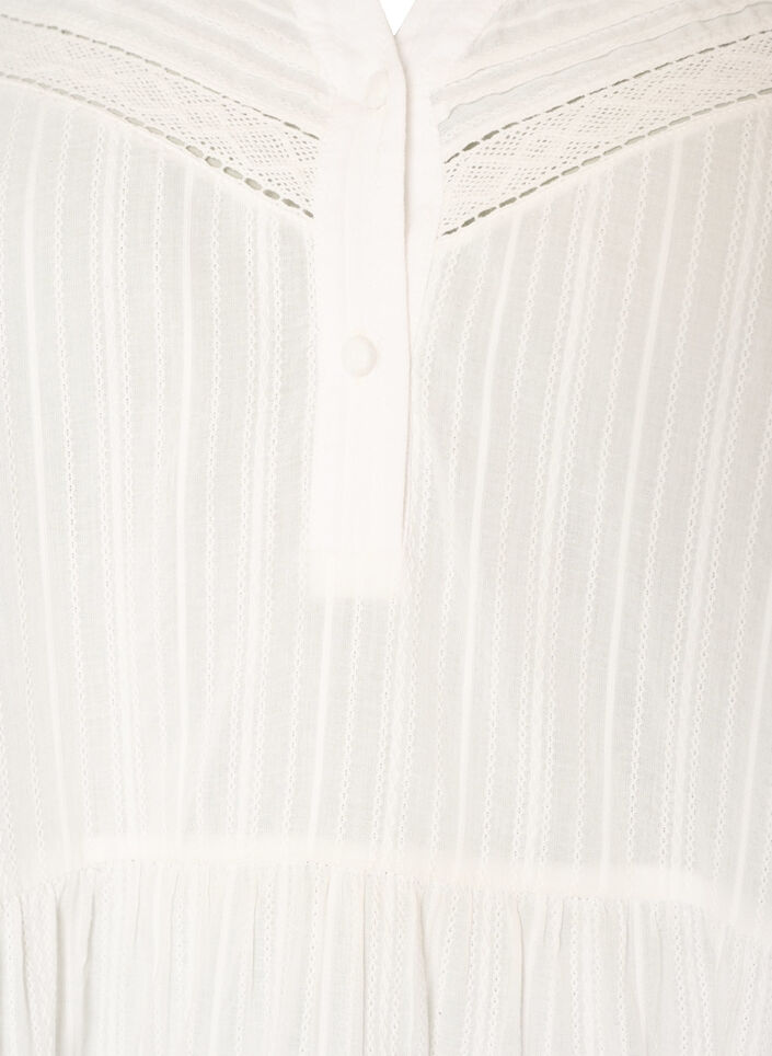 Tunic with eyelet embroidery details and 3/4 sleeves, Vanilla, Packshot image number 2