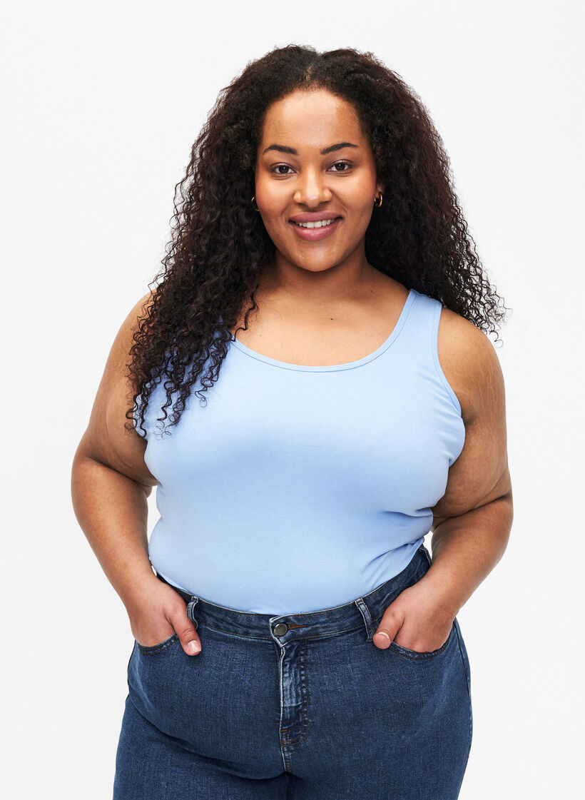 Cotton basic top, Light Blue, Model image number 0