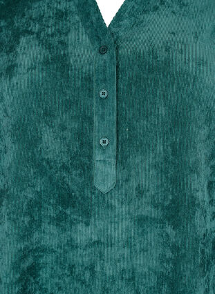 Velvet dress with 3/4-length sleeves and buttons, Deep Teal, Packshot image number 2