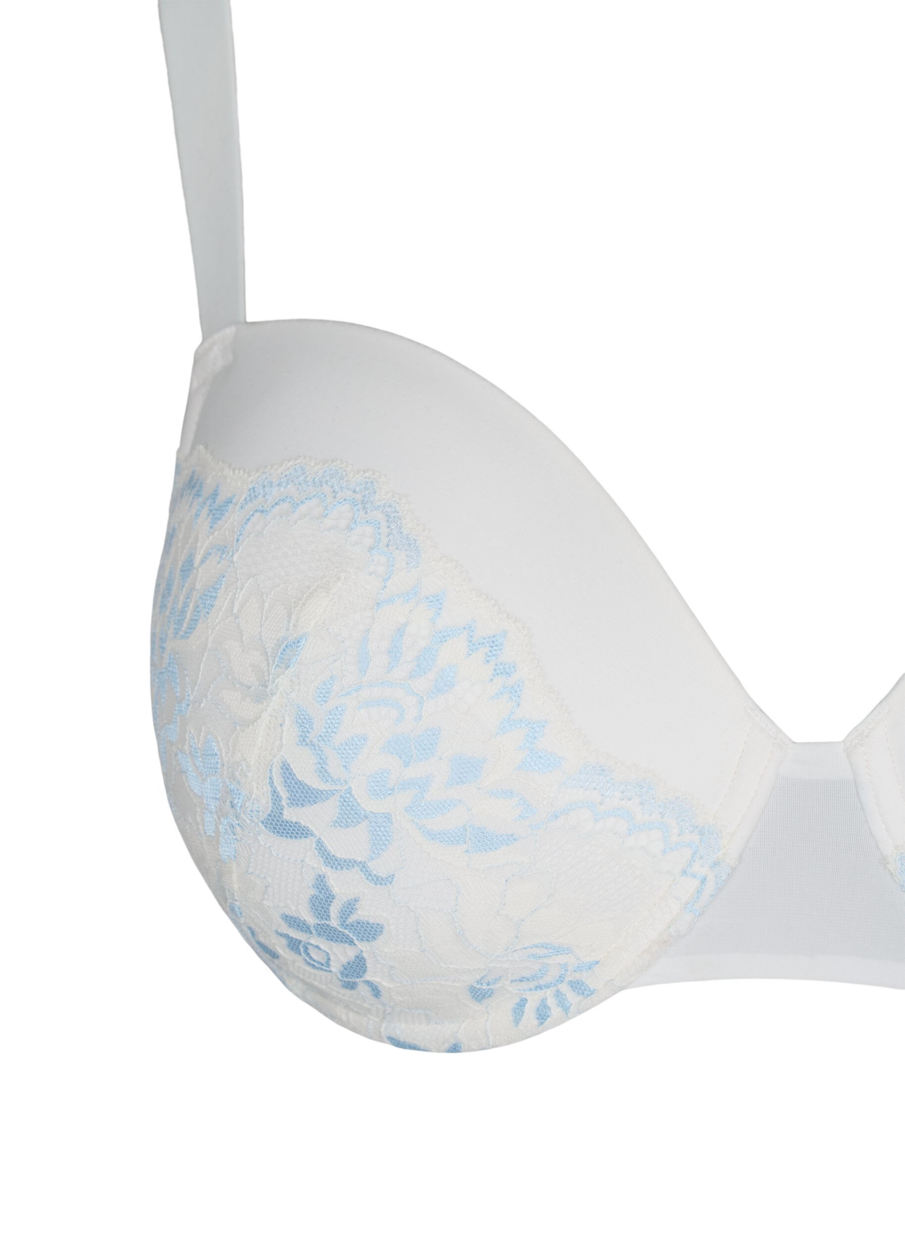 Zizzifashion Underwired bra with lace, Tofu w. blue, Packshot image number 2
