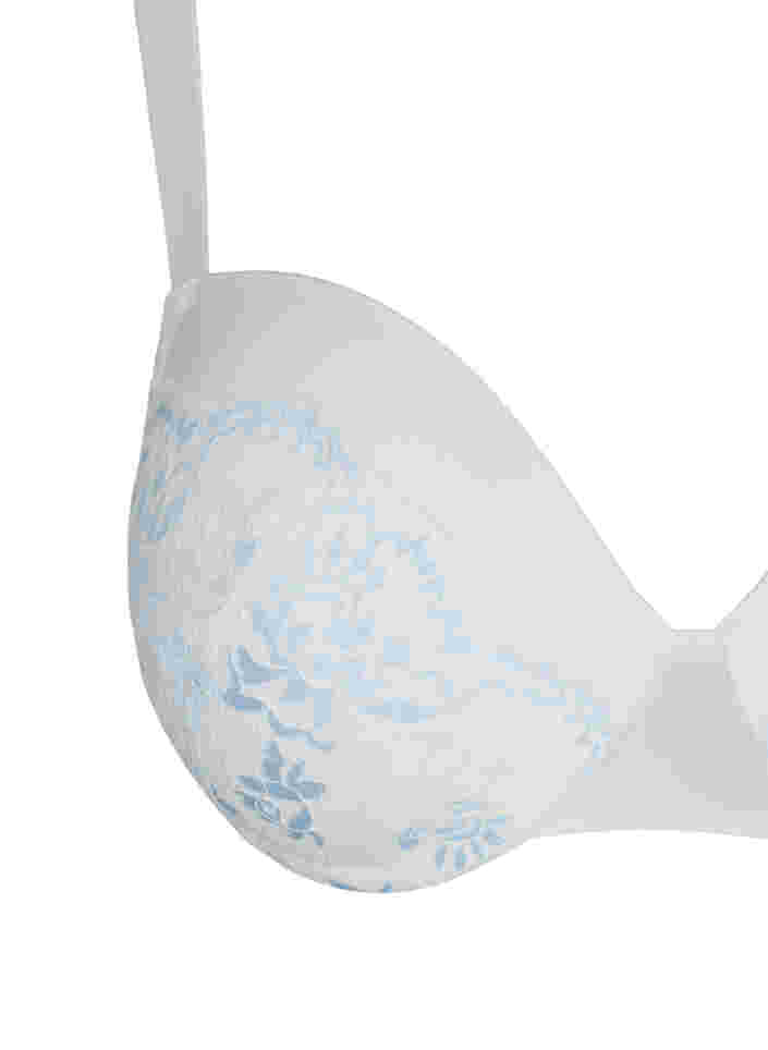 Alma underwired bra with lace, Tofu w. blue, Packshot image number 2