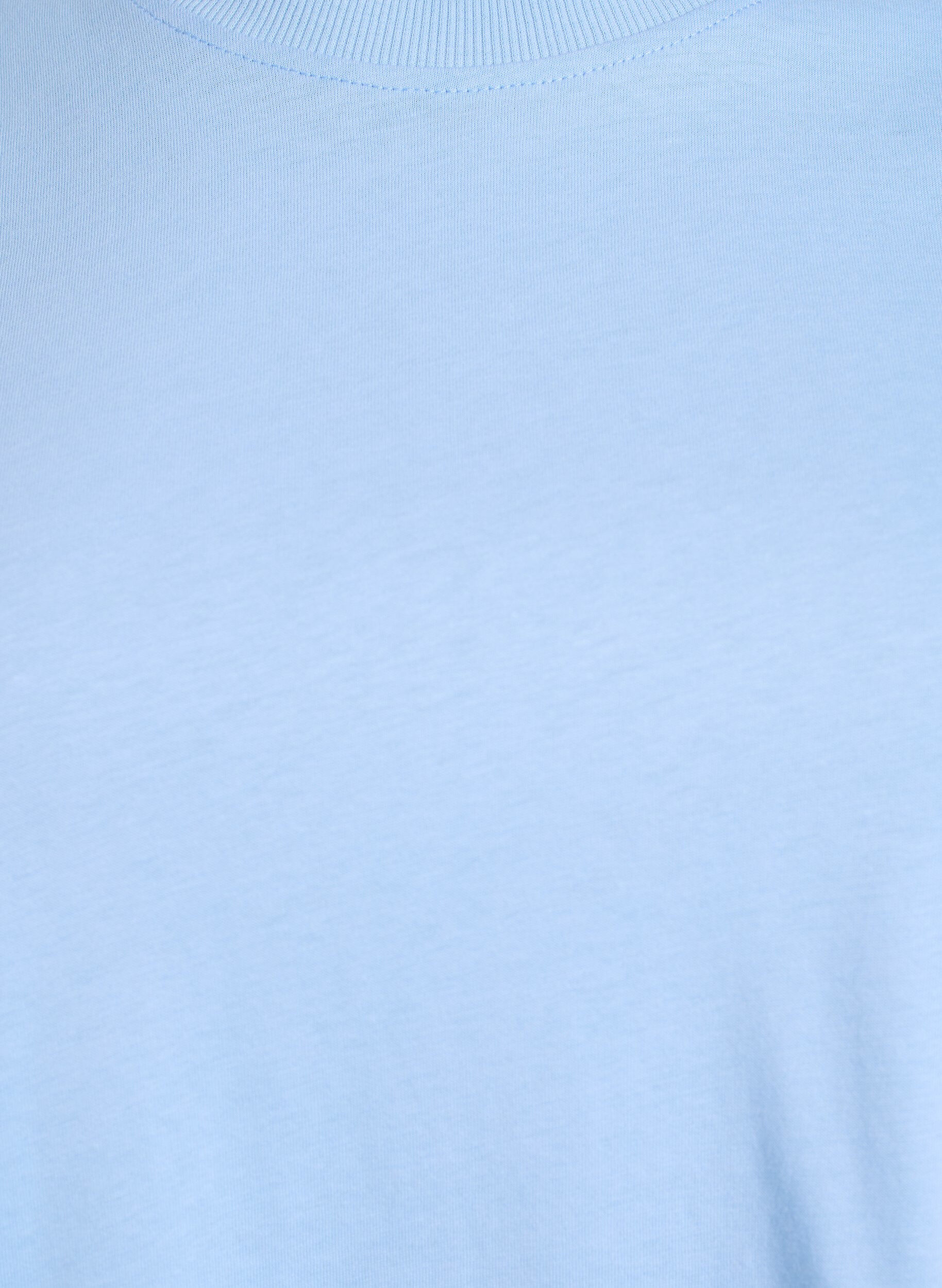 ZizzifashionBasic cotton T-shirt with round neck, Blue, Packshot image number 2