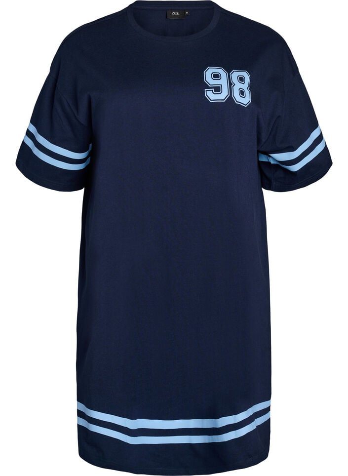 Short T-shirt dress with sporty details, Blue, Packshot image number 0