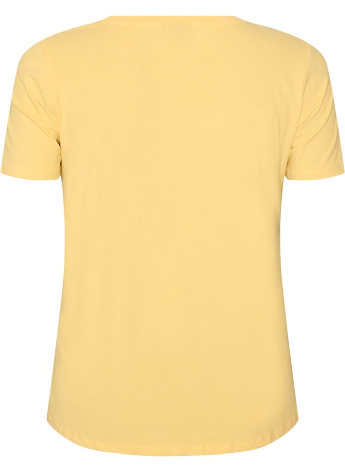 Basic plain cotton t-shirt, Yellow, Packshot image number 1