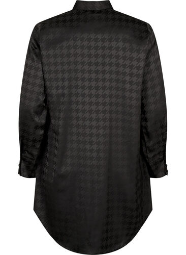 Long shirt with houndstooth pattern, Black, Packshot image number 1
