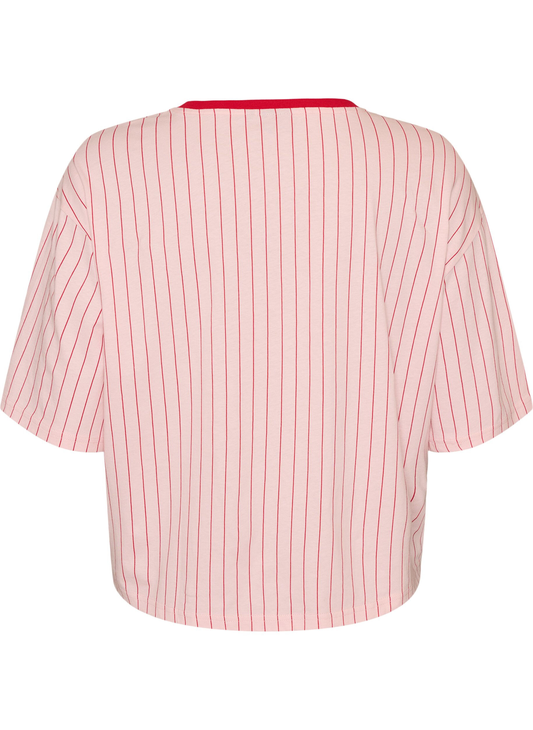ZizzifashionBoxy T-shirt with stripes and statement print, Rose, Packshot image number 1