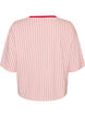 Boxy T-shirt with stripes and statement print, Rose, Packshot image number 1