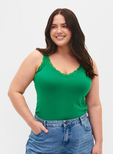 2-pack top with lace, Navy B/Jolly Green, Model image number 0