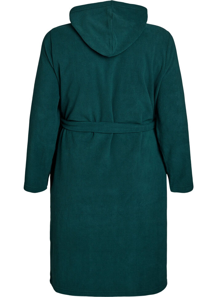 Morning robe with zipper and hood, Green, Packshot image number 1