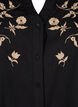 Shirt blouse with embroidered flowers and 3/4 sleeves, Black W. Beige Emb. , Packshot image number 2