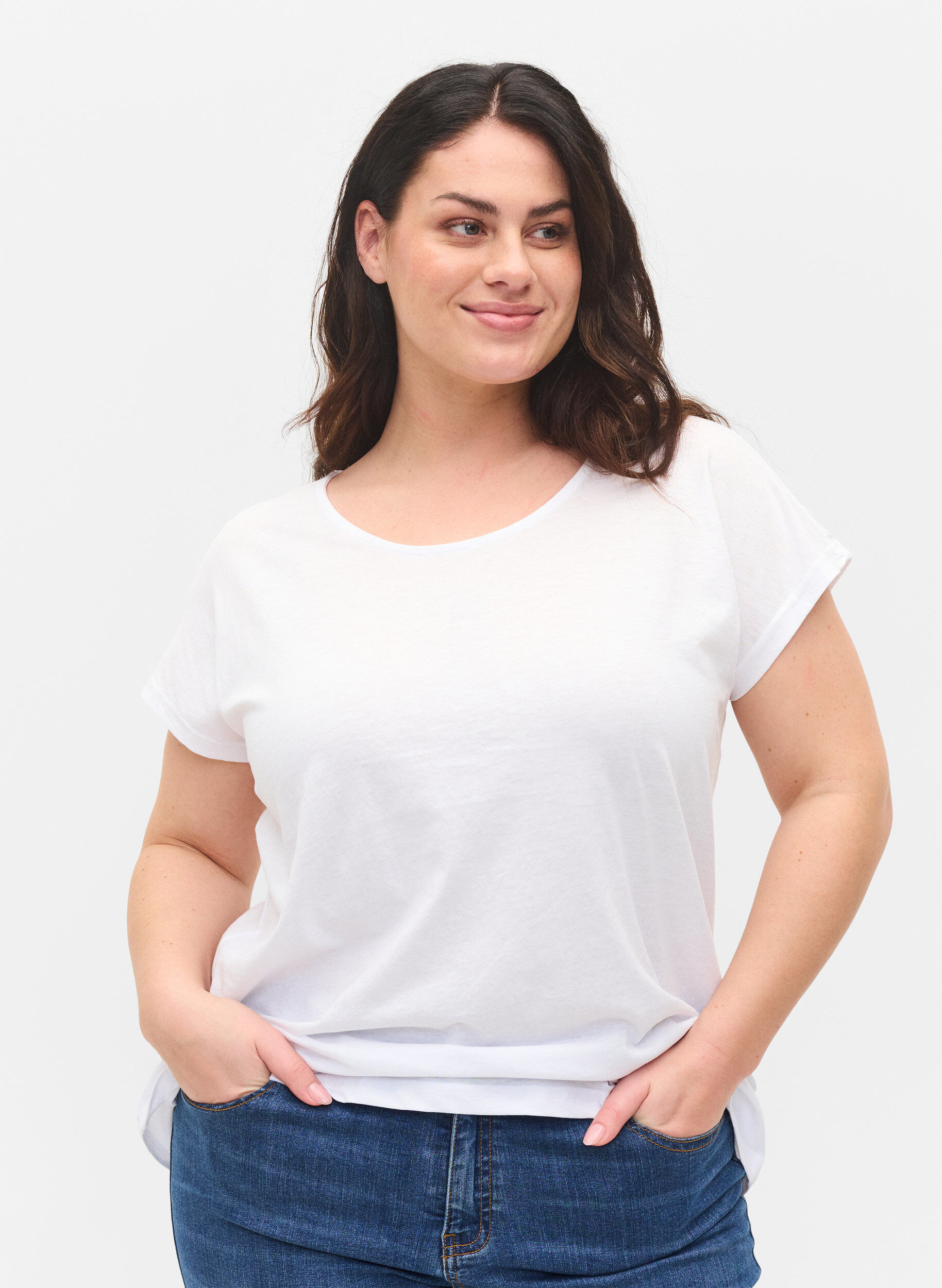 Zizzifashion Cotton mix t-shirt, Bright White, Model image number 0