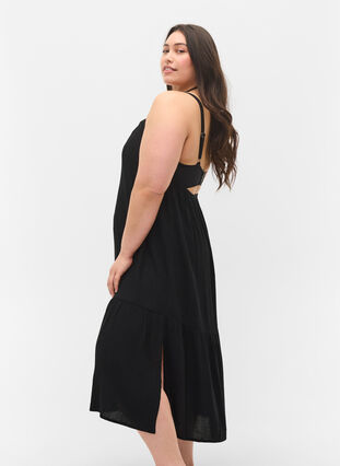 Long beach dress in viscose, Black, Model image number 2