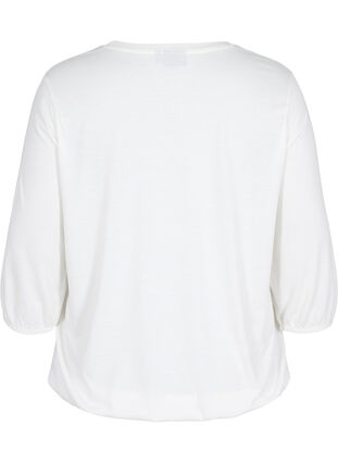 Plain blouse with 3/4 sleeves, White Mel, Packshot image number 1