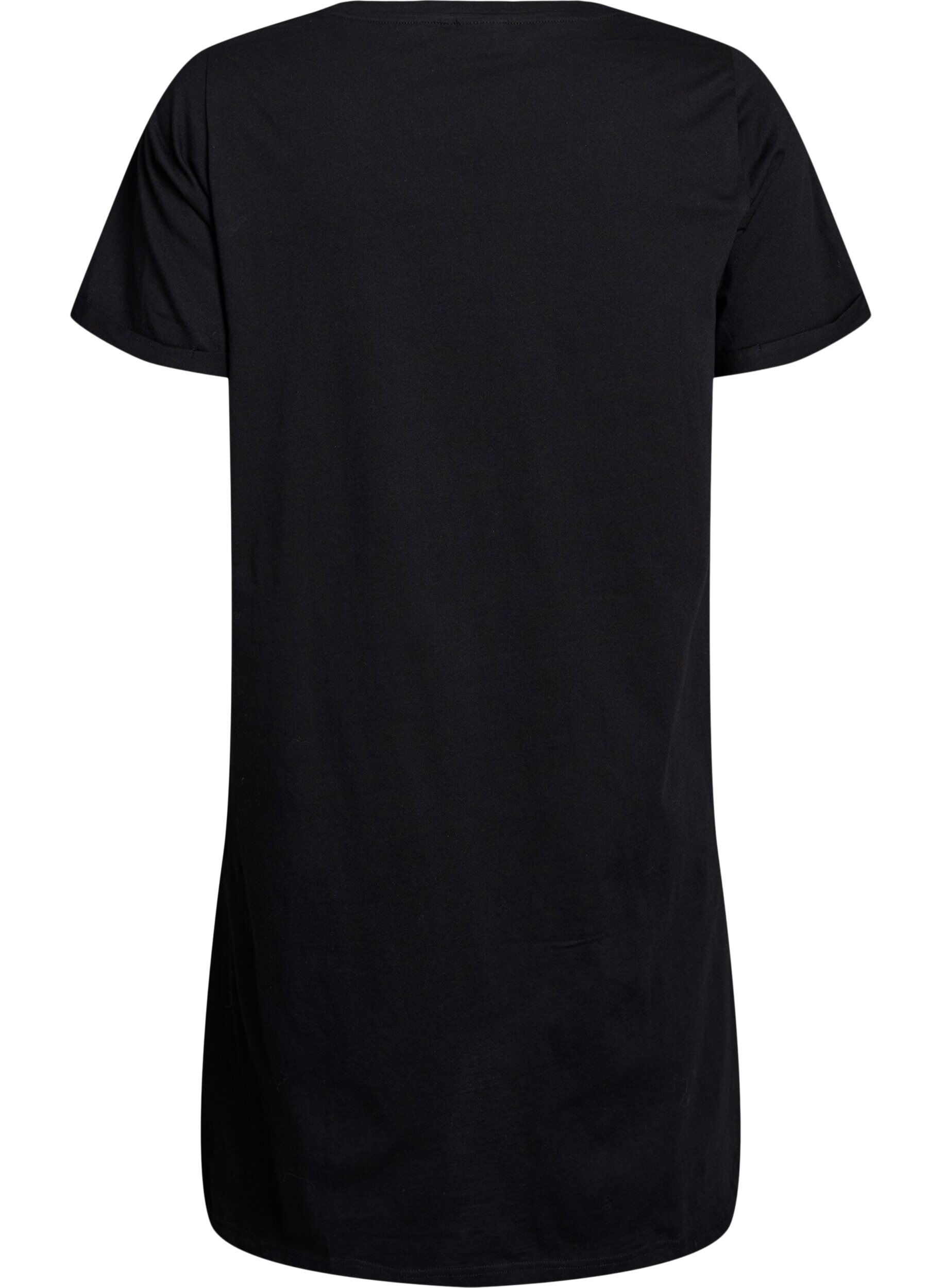 ZizzifashionShort-sleeved nightgown in organic cotton, Black, Packshot image number 1