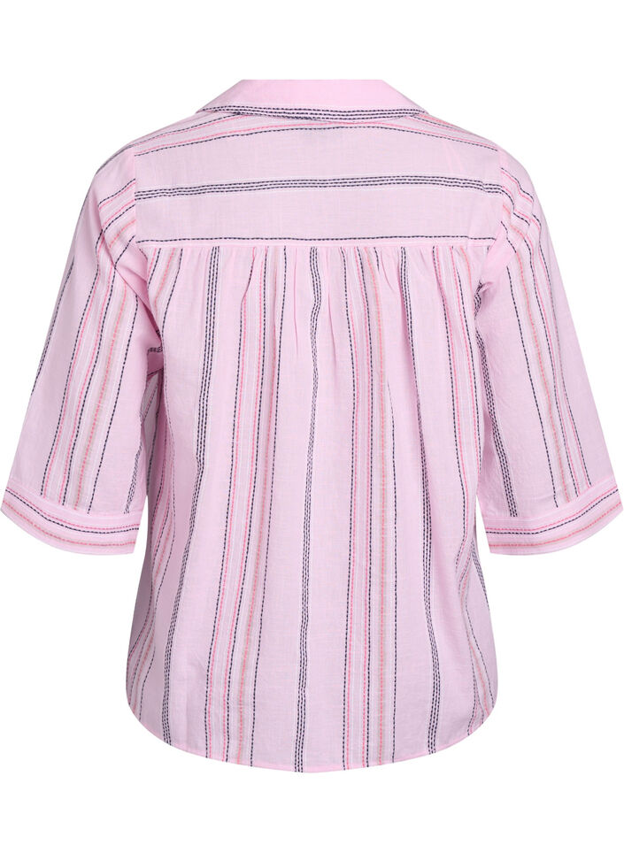 Blouse with collar and 3/4 sleeves, Rose, Packshot image number 1