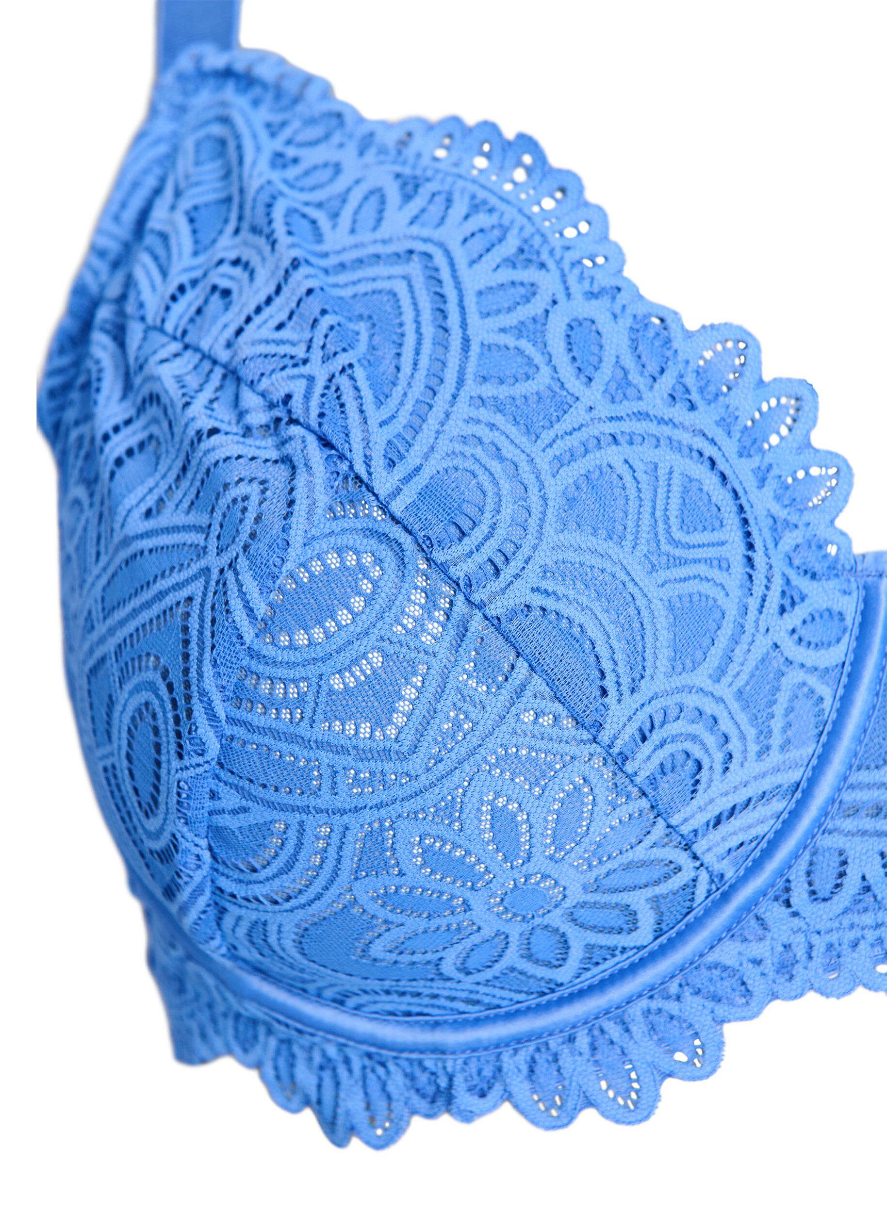 Zizzifashion Full coverage underwired lace bra, Blue, Packshot image number 2