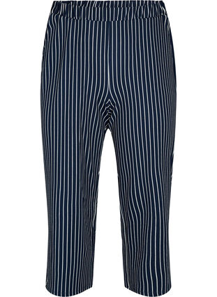 Loose trousers with 7/8 length, Navy Blazer Stripe, Packshot image number 0