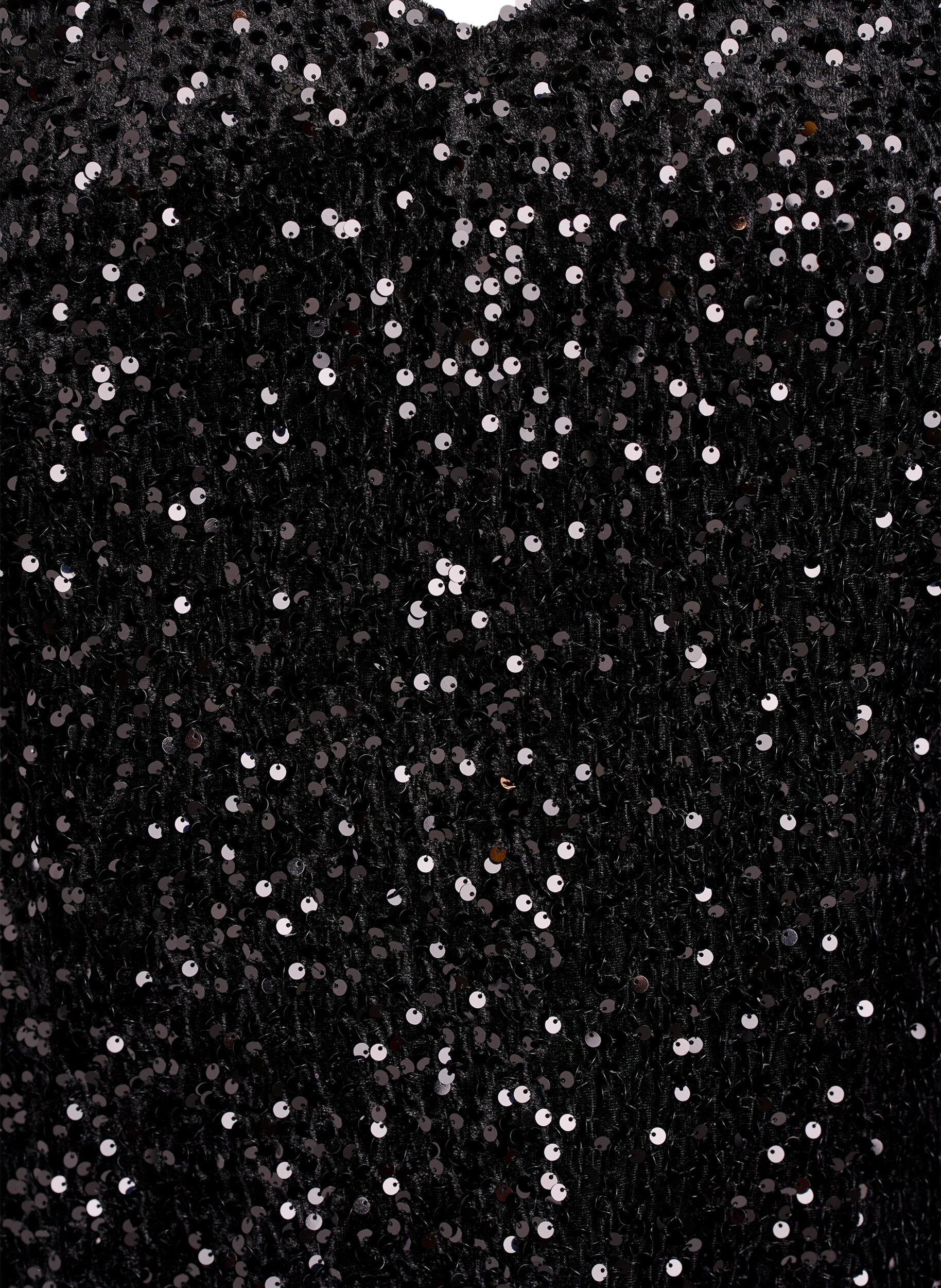 Zizzifashion Short A-line sequin dress, Black, Packshot image number 2