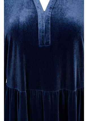 Velvet dress with ruffle collar and 3/4 sleeves, Navy Blazer, Packshot image number 2