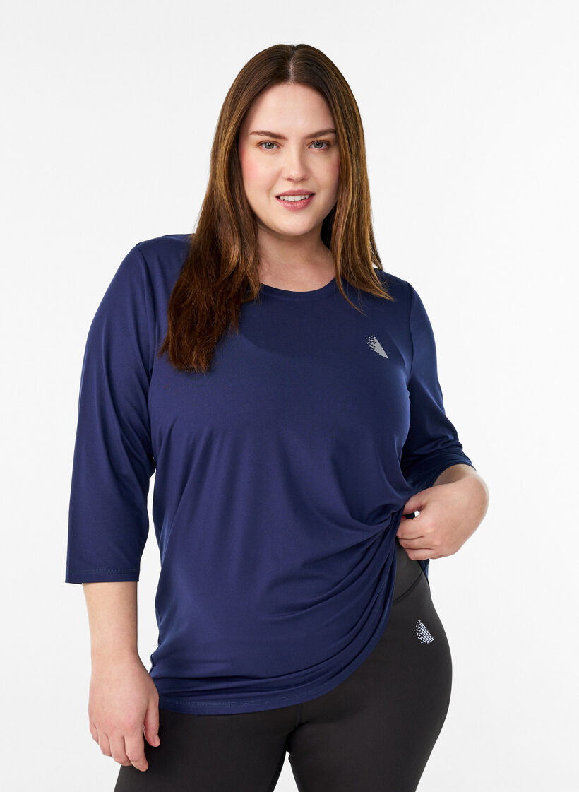 Sports top with 3/4 sleeves, Blue, Model image number 0